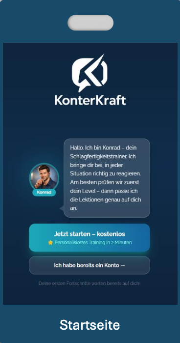 KonterKraft App-Startseite